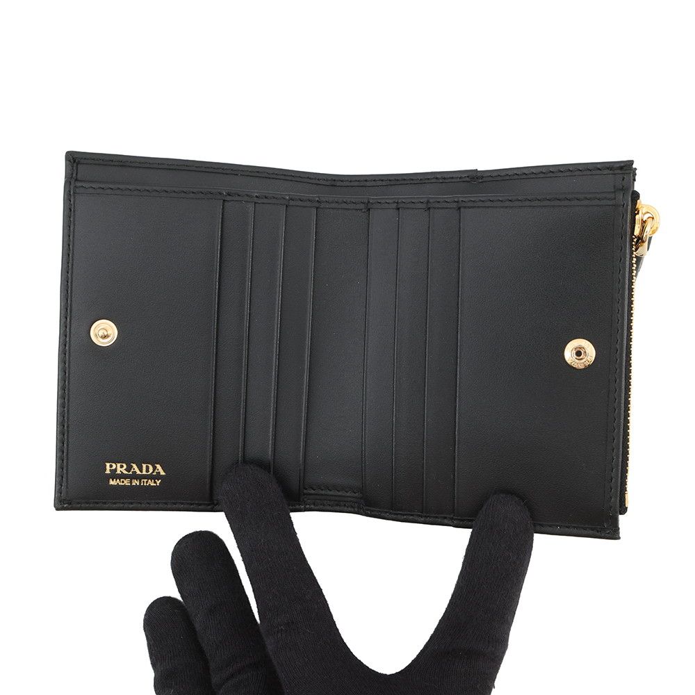 Prada Bifold Wallet Triangle Logo Compact Leather Black — view 4