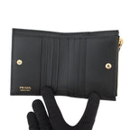 Prada Bifold Wallet Triangle Logo Compact Leather Black — view 4