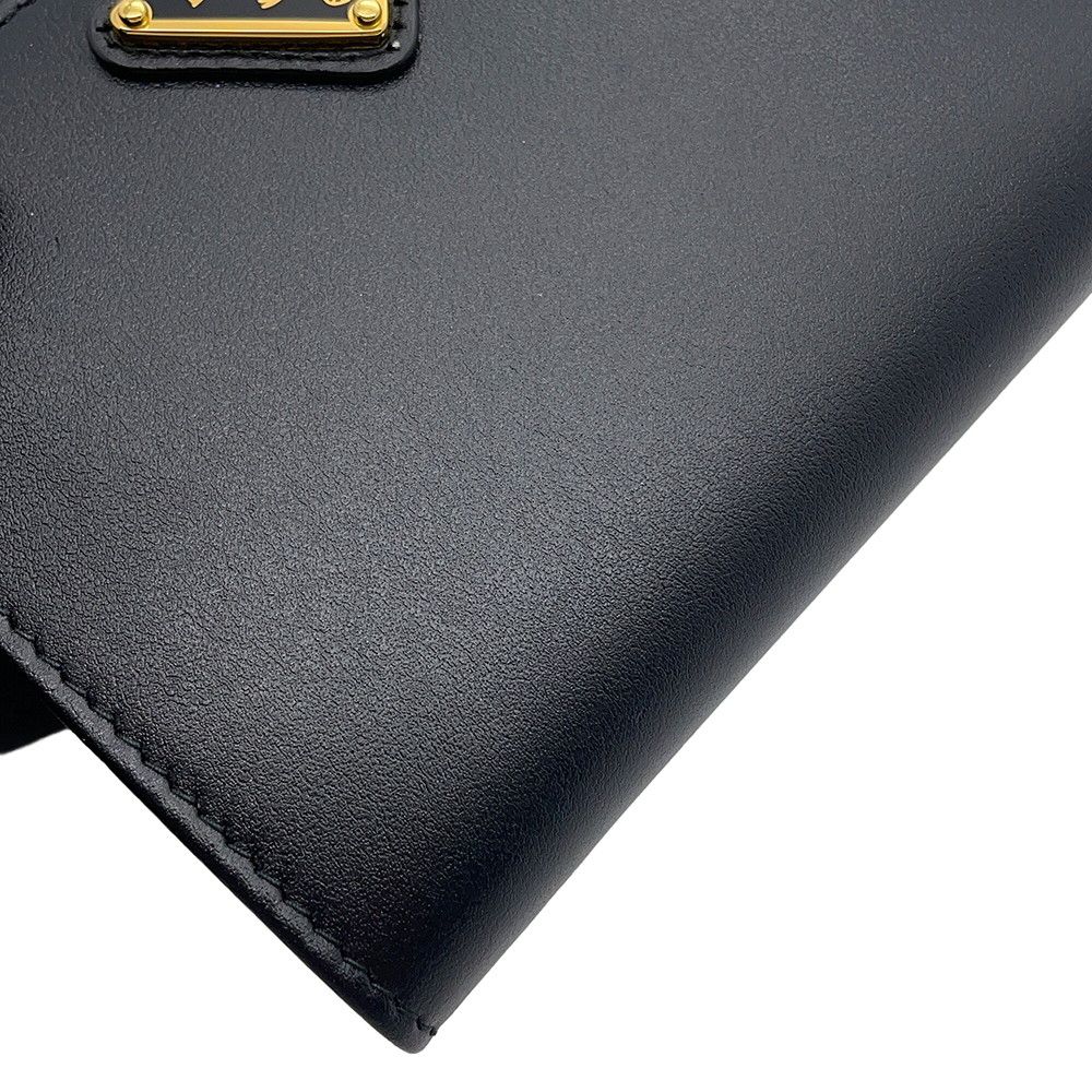 Prada Bifold Wallet Triangle Logo Compact Leather Black — view 7