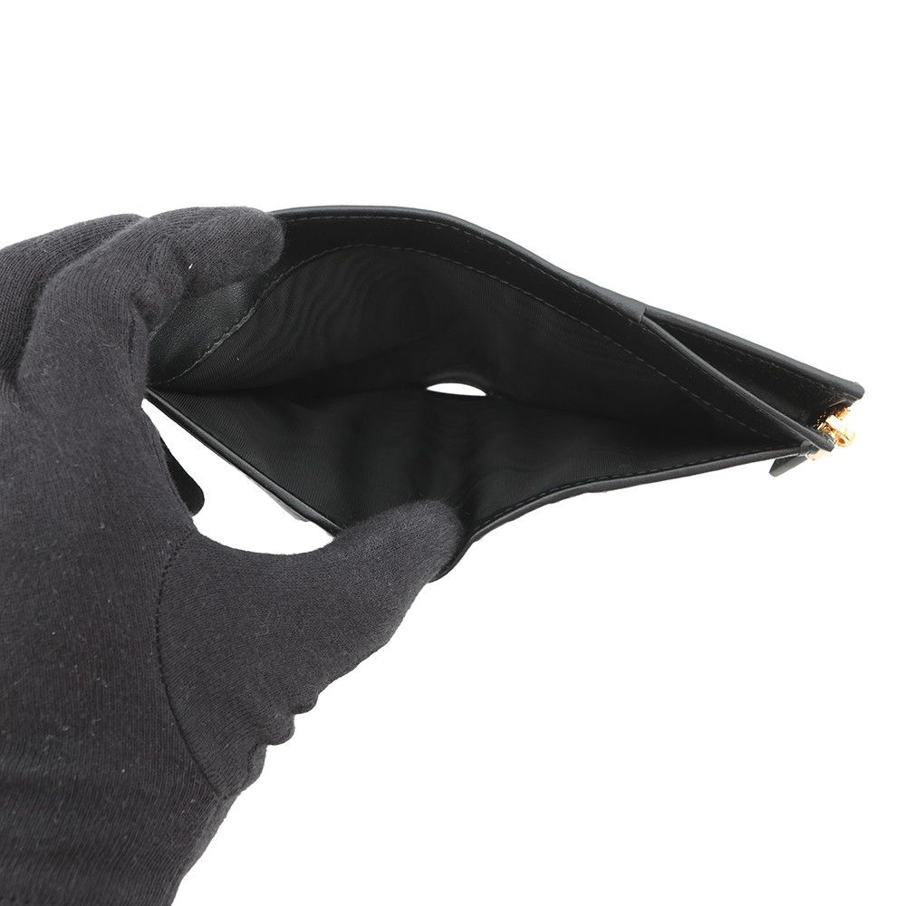 Prada Bifold Wallet Triangle Logo Compact Leather Black — view 5