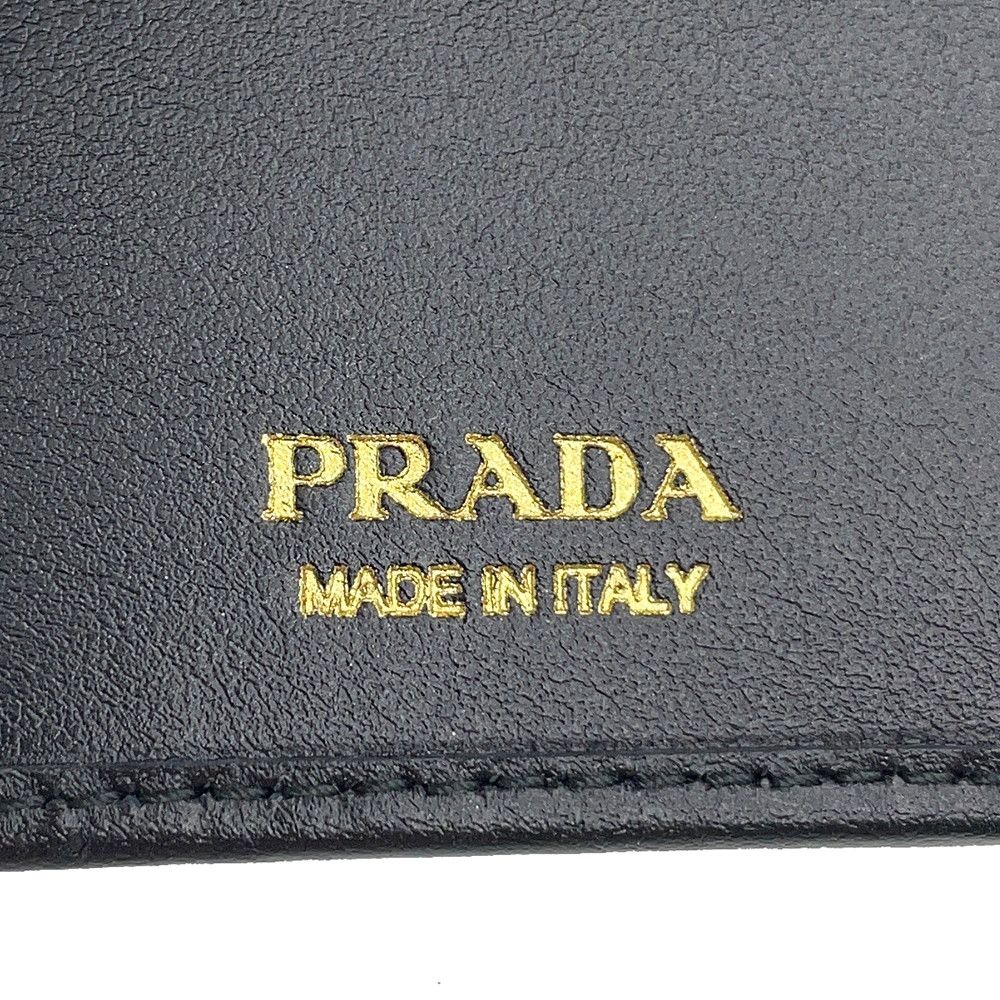 Prada Bifold Wallet Triangle Logo Compact Leather Black — view 9