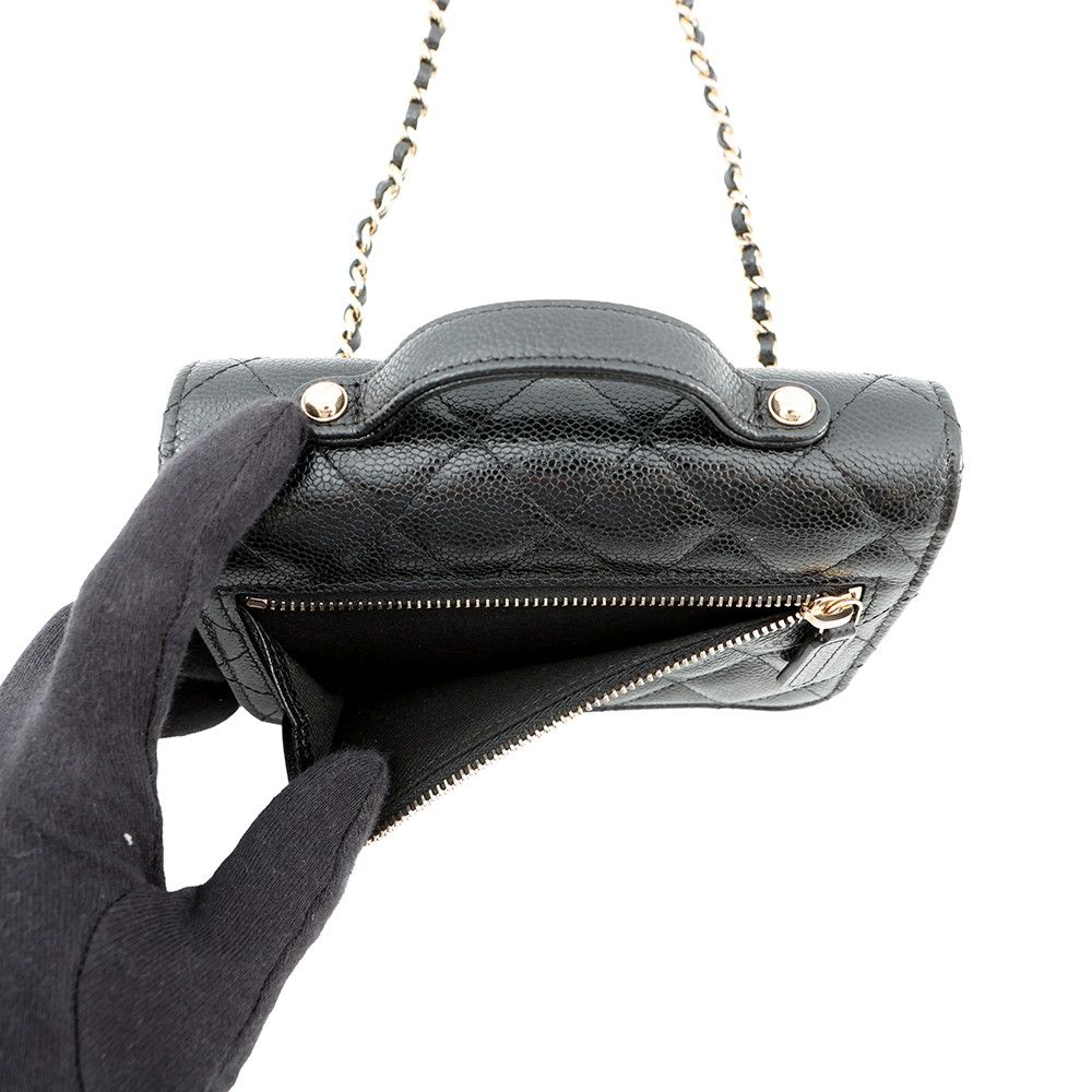 Chanel Chain Wallet CC Logo Business Affinity Mini Caviar Leather Black — view 7