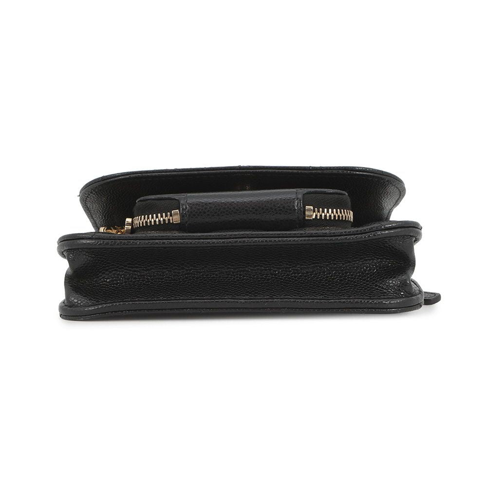 Chanel Chain Wallet CC Logo Business Affinity Mini Caviar Leather Black — view 3