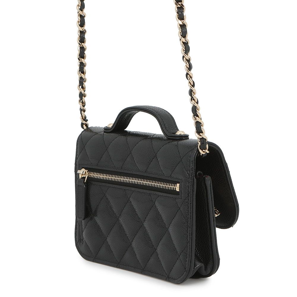 Chanel Chain Wallet CC Logo Business Affinity Mini Caviar Leather Black — view 2