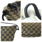 Gucci Beige Black Gold GG Canvas Leather Handbag Pouch — view 5