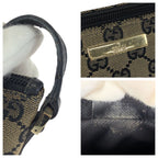 Gucci Beige Black Gold GG Canvas Leather Handbag Pouch — view 6