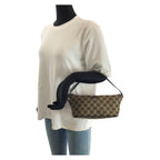 Gucci Beige Black Gold GG Canvas Leather Handbag Pouch — view 7