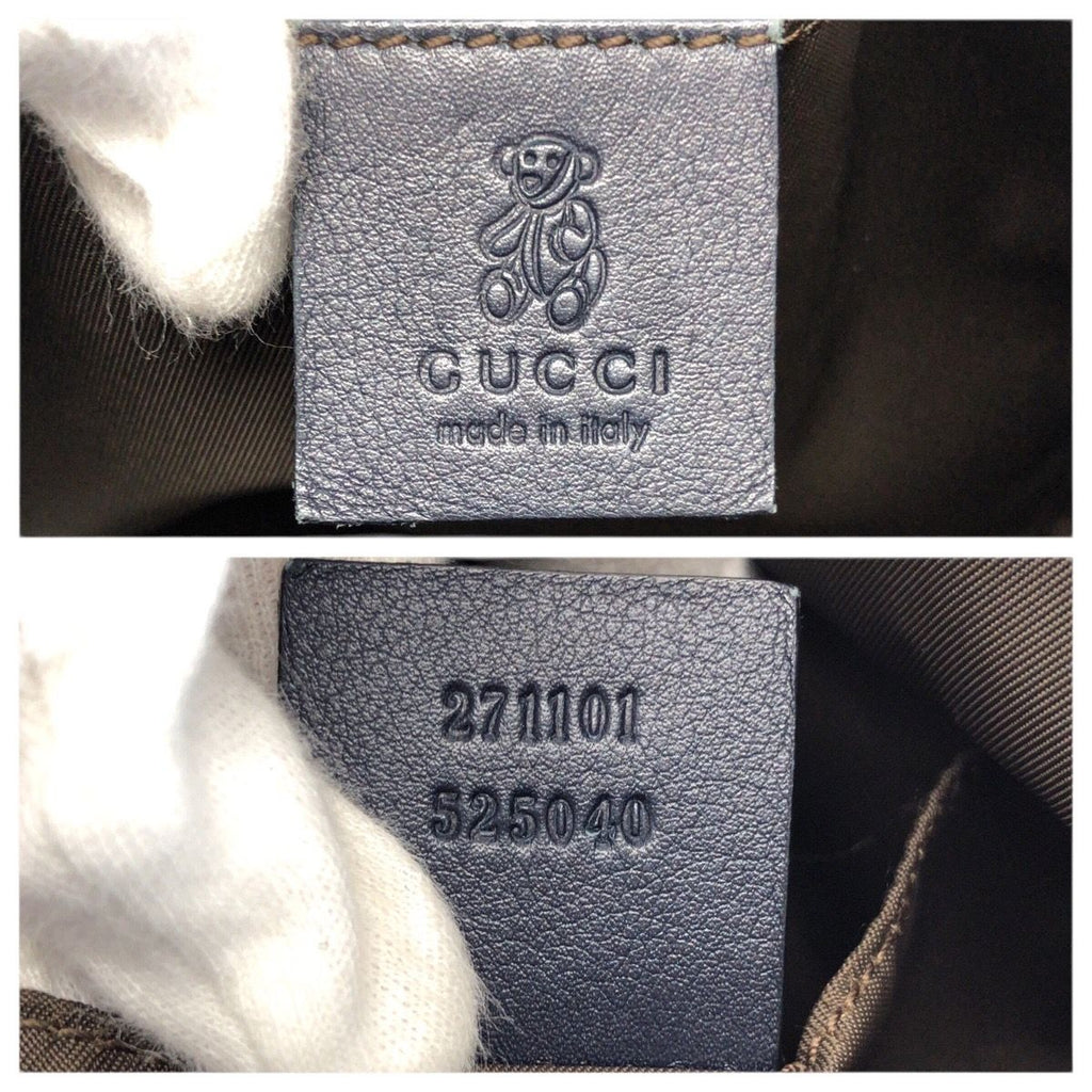 Gucci Children's Zoo Parrot Beige Navy Silver GG Canvas Leather Tote — view 4