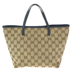 Gucci Children's Zoo Parrot Beige Navy Silver GG Canvas Leather Tote — view 2