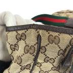 Gucci Sherry Line Beige Brown Silver GG Canvas Leather Tote Shoulder Bag — view 6