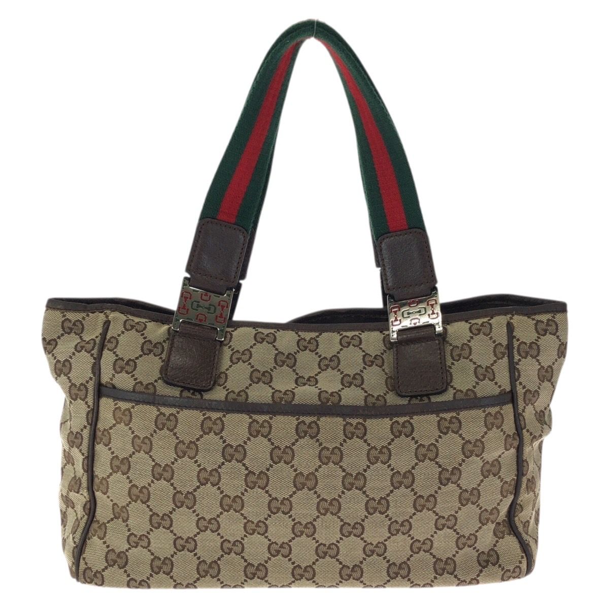 Gucci Sherry Line Beige Brown Silver GG Canvas Leather Tote Shoulder Bag — view 2