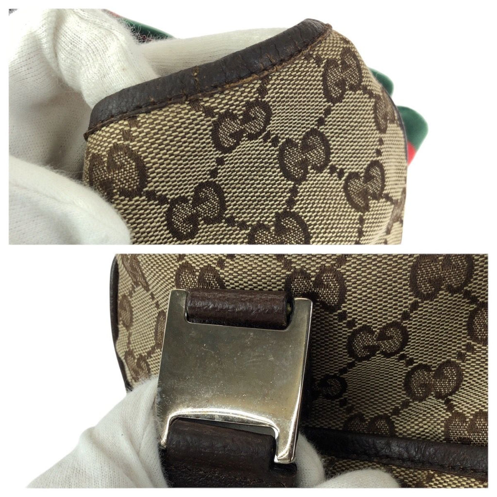 Gucci Sherry Line Beige Brown Silver GG Canvas Leather Tote Shoulder Bag — view 5