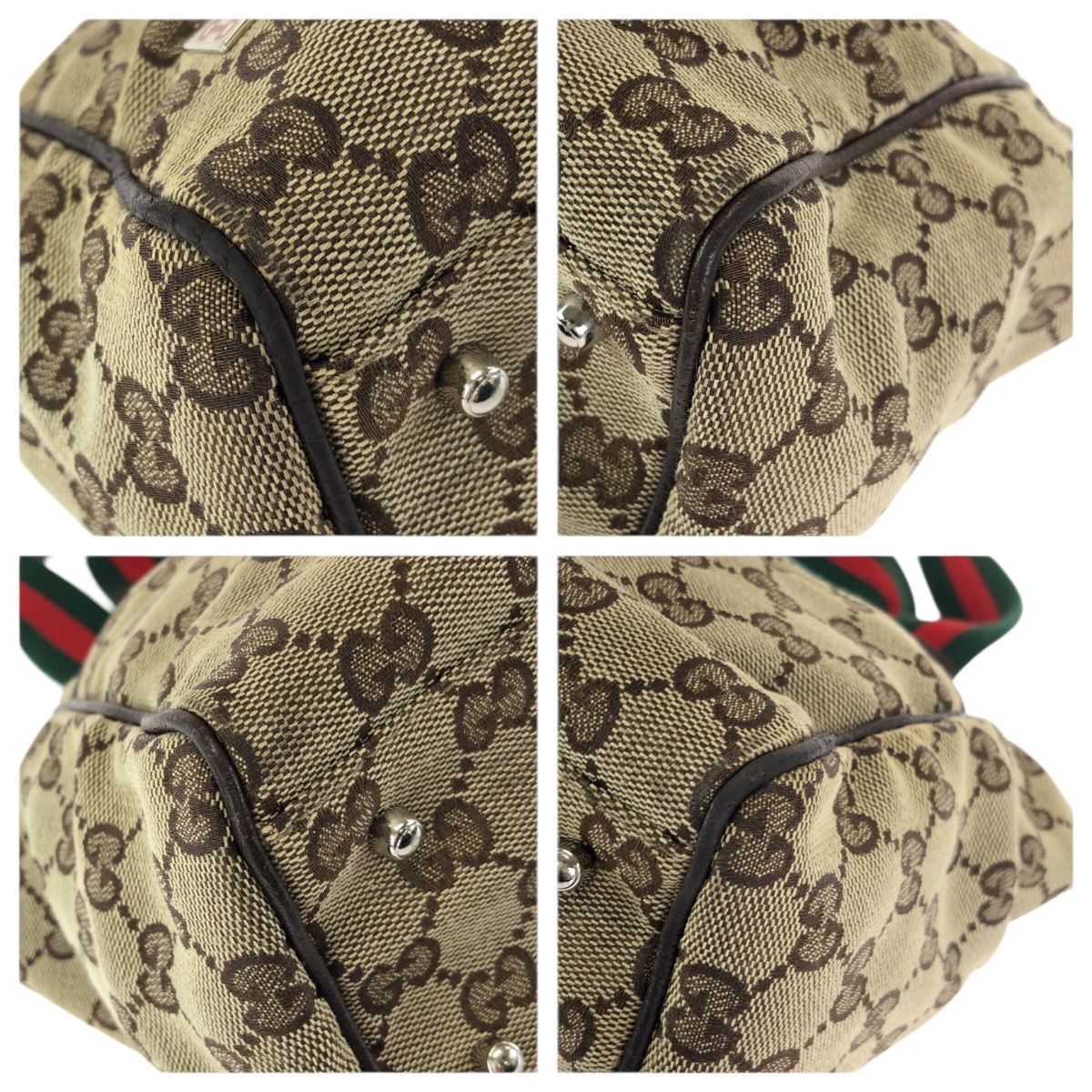 Gucci Sherry Line Beige Brown Silver GG Canvas Leather Tote Shoulder Bag — view 3