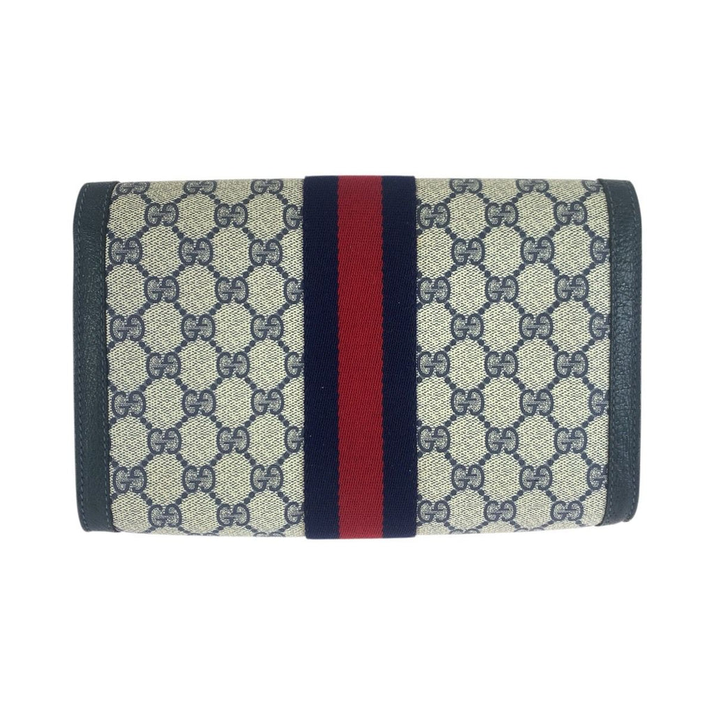Gucci Sherry Line Navy Red GG Supreme Canvas 67 014 Clutch — view 2