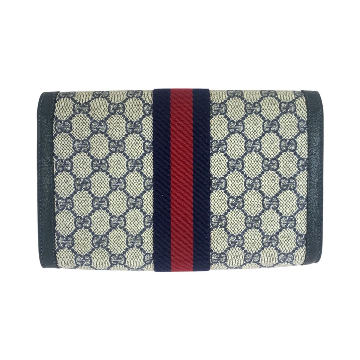 Gucci Sherry Line Navy Red GG Supreme Canvas 67 014 Clutch — view 2