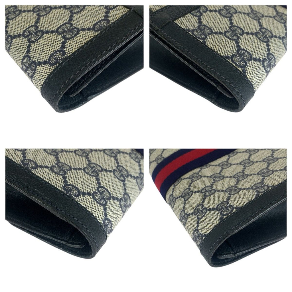 Gucci Sherry Line Navy Red GG Supreme Canvas 67 014 Clutch — view 5