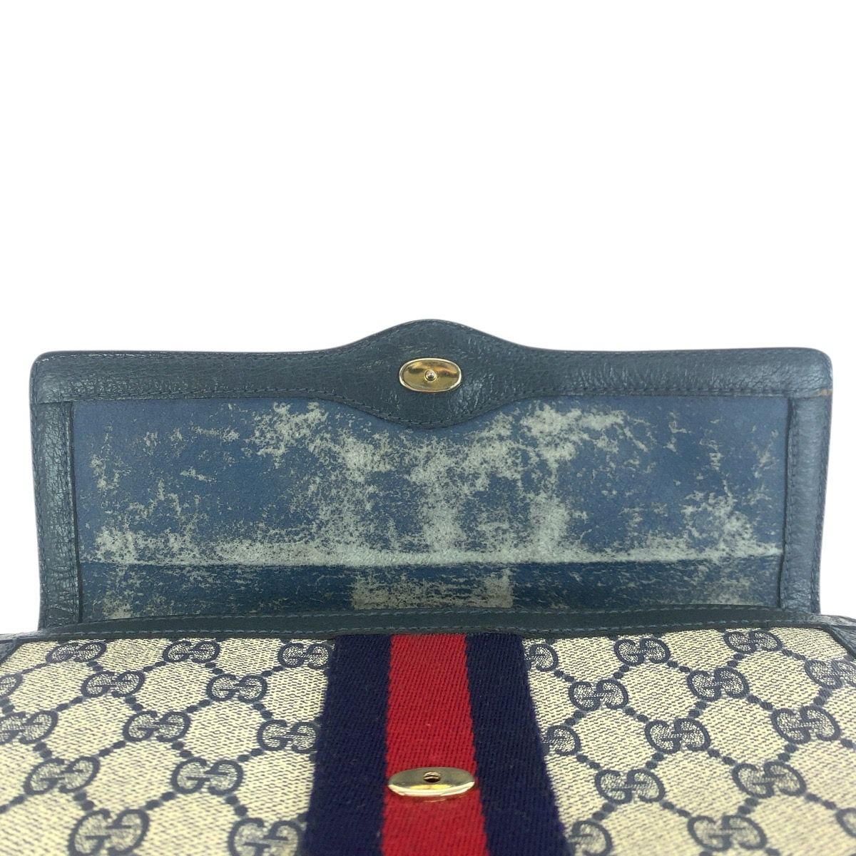 Gucci Sherry Line Navy Red GG Supreme Canvas 67 014 Clutch — view 6