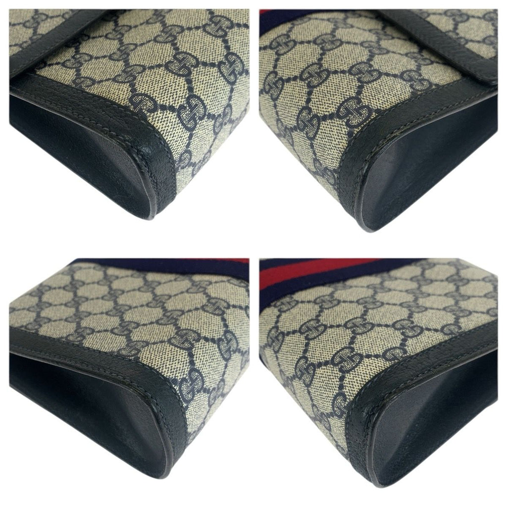 Gucci Sherry Line Navy Red GG Supreme Canvas 67 014 Clutch — view 4