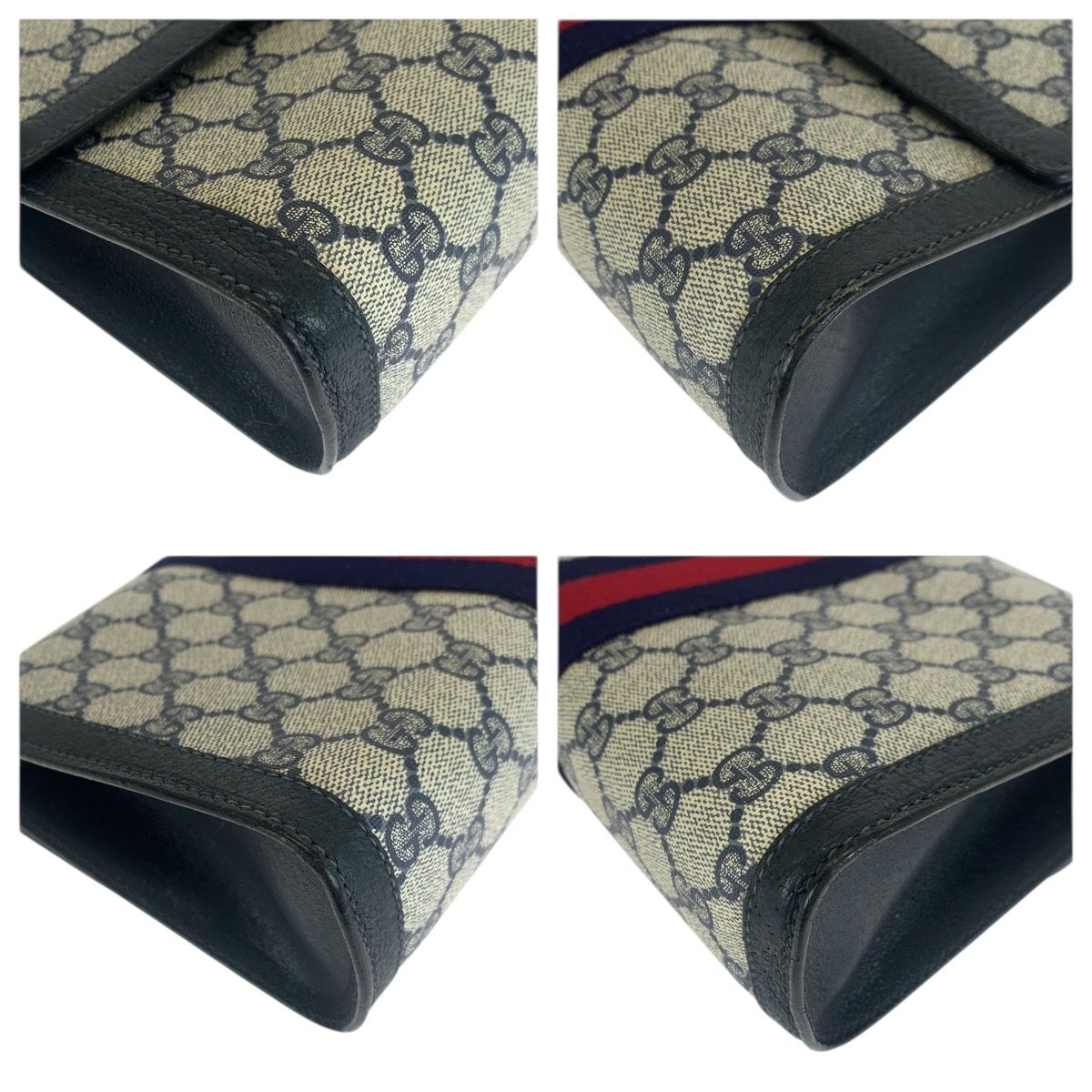 Gucci Sherry Line Navy Red GG Supreme Canvas 67 014 Clutch — view 4