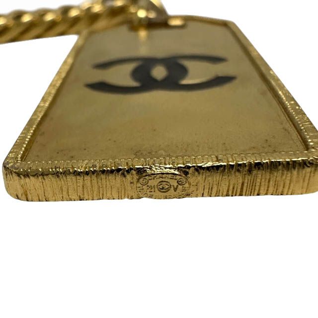 Chanel Logo CC Double Dog Tag Lariat Chain Necklace Gold — view 4