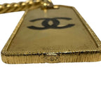 Chanel Logo CC Double Dog Tag Lariat Chain Necklace Gold — view 4