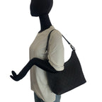 Gucci Black Silver GG Canvas Leather Shoulder Bag — view 7
