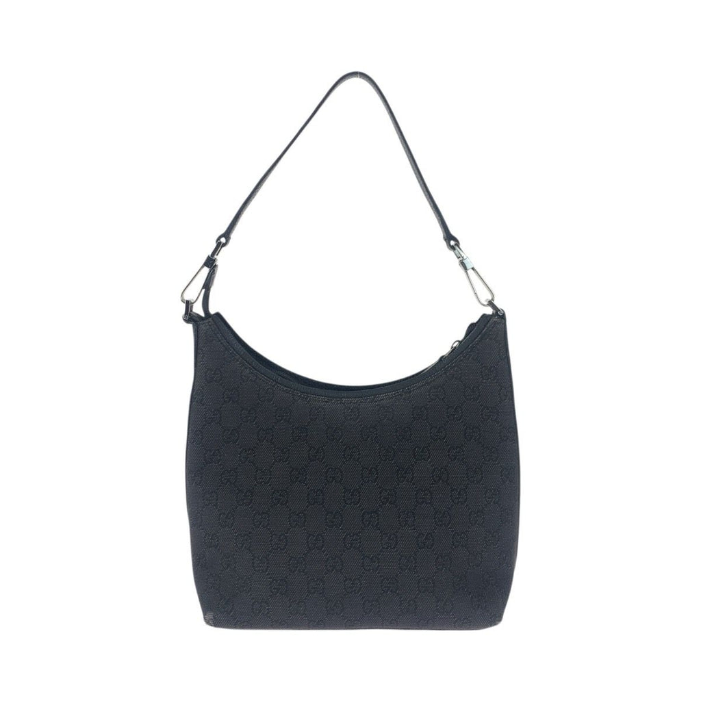 Gucci Black Silver GG Canvas Leather Shoulder Bag — view 2