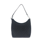 Gucci Black Silver GG Canvas Leather Shoulder Bag — view 2