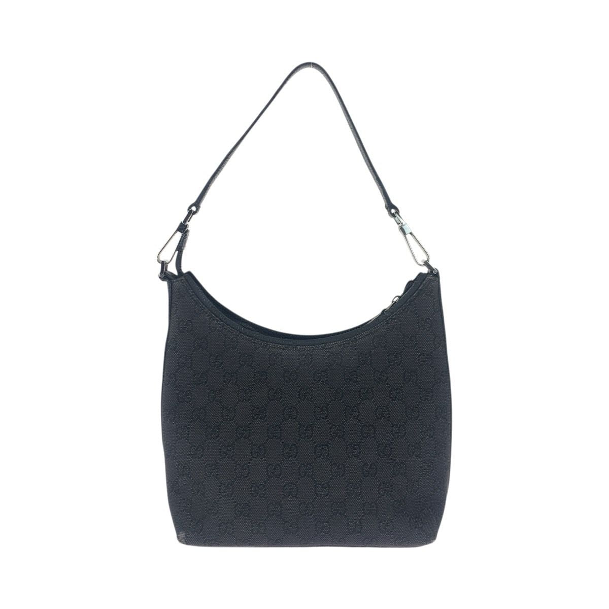Gucci Black Silver GG Canvas Leather Shoulder Bag — view 2