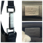Gucci Black Silver GG Canvas Leather Shoulder Bag — view 4