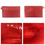 Prada Perforated Red Leather Suede Tote Shoulder Bag — view 5