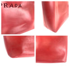 Prada Perforated Red Leather Suede Tote Shoulder Bag — view 6