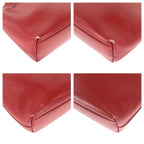 Prada Perforated Red Leather Suede Tote Shoulder Bag — view 3