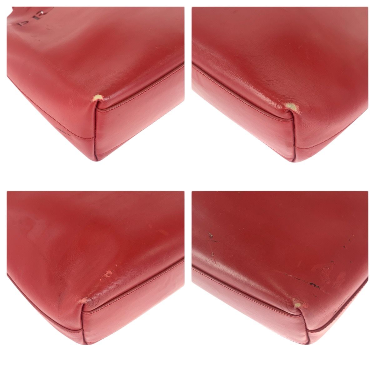 Prada Perforated Red Leather Suede Tote Shoulder Bag — view 3