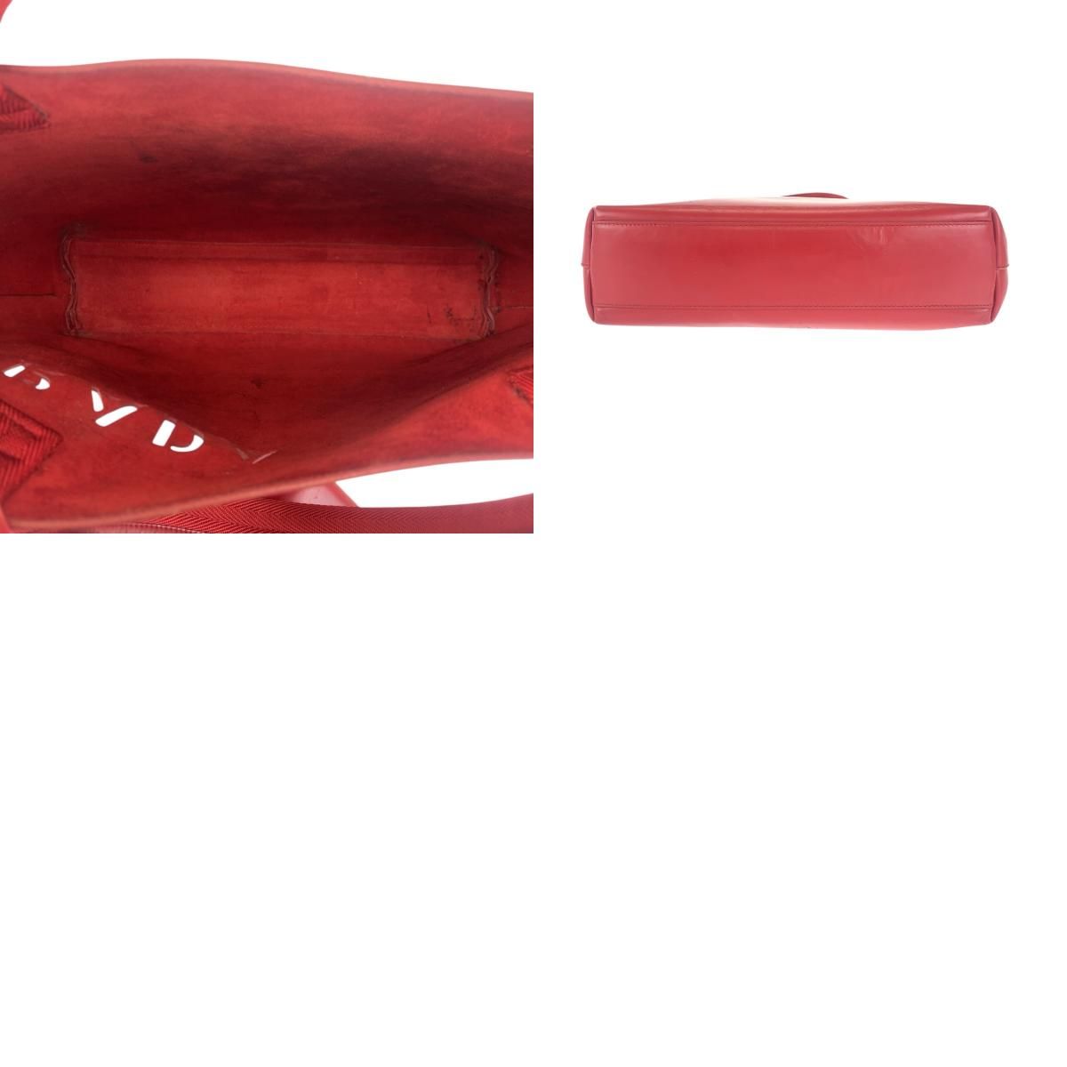Prada Perforated Red Leather Suede Tote Shoulder Bag — view 9