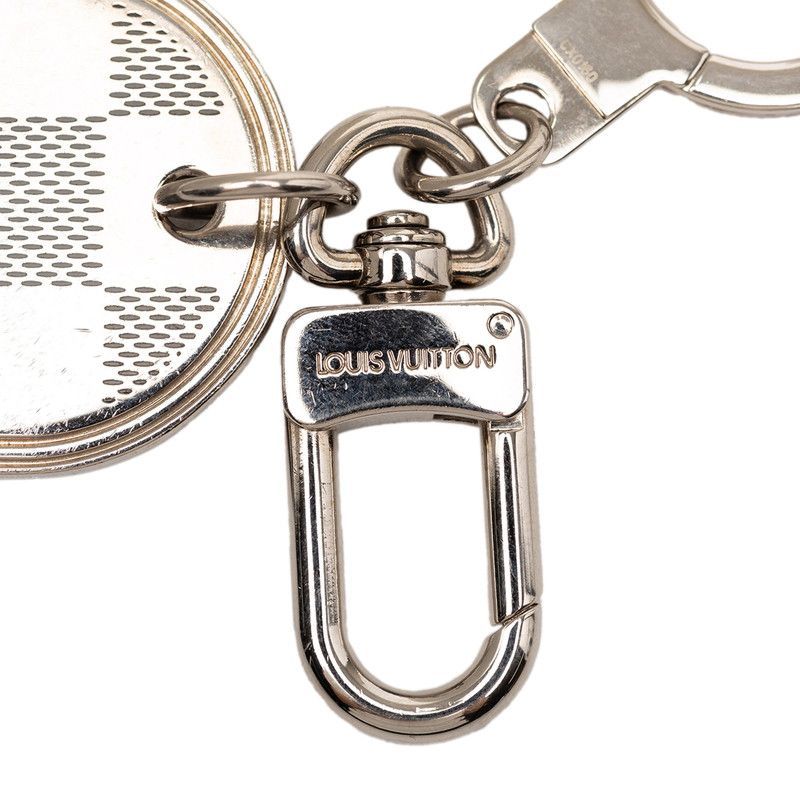 Louis Vuitton Damier Porte Cles a Dos Bag Charm Key Holder Silver Black Metal — view 4