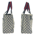 Gucci Sherry Line Navy Silver GG Canvas Leather Tote Shoulder Bag — view 8