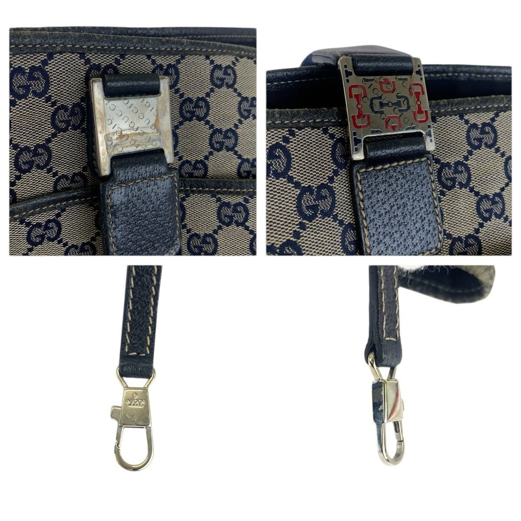 Gucci Sherry Line Navy Silver GG Canvas Leather Tote Shoulder Bag — view 5