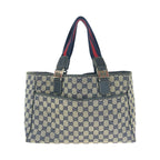 Gucci Sherry Line Navy Silver GG Canvas Leather Tote Shoulder Bag — view 2
