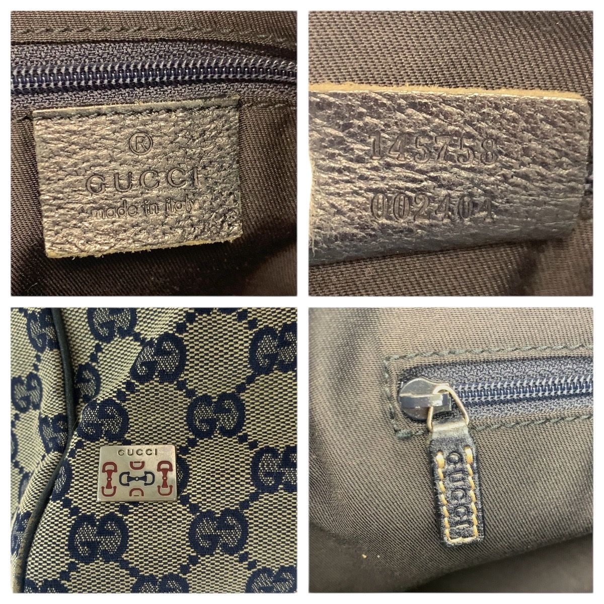 Gucci Sherry Line Navy Silver GG Canvas Leather Tote Shoulder Bag — view 4