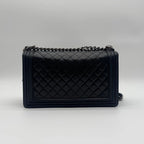 Chanel Large Shoulder Bag CC Logo Quilted Silver Black Leather — view 2