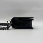 Chanel Large Shoulder Bag CC Logo Quilted Silver Black Leather — view 4