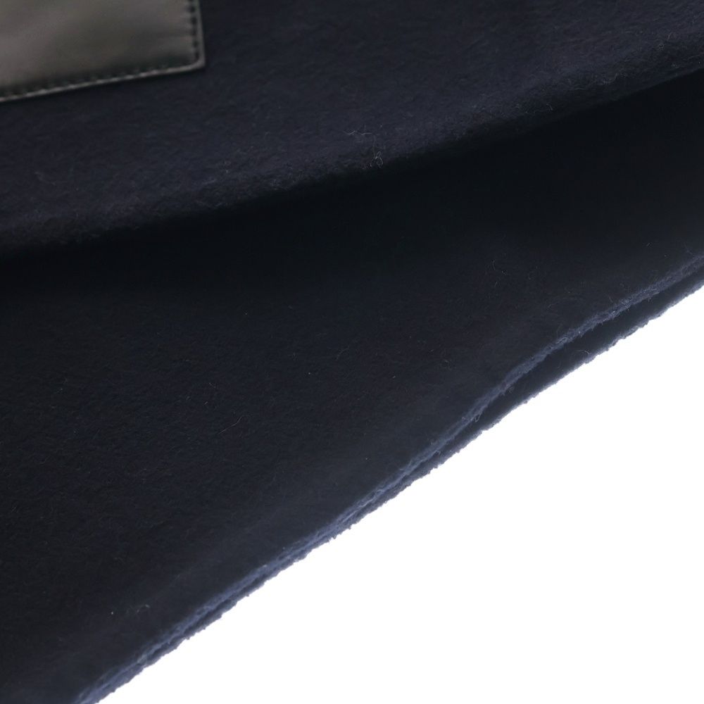 Hermes Out of Pocket Leather Patch Cashmere Scarf Shawl Navy — view 6