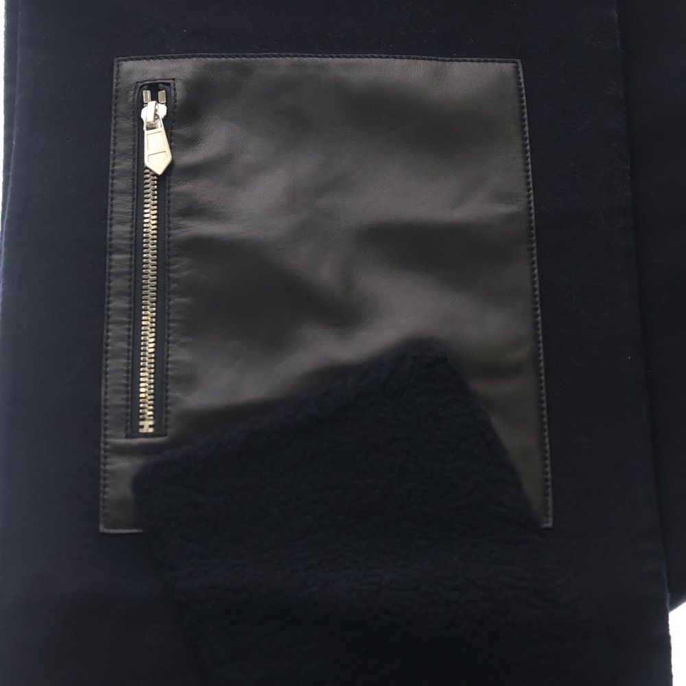 Hermes Out of Pocket Leather Patch Cashmere Scarf Shawl Navy — view 2
