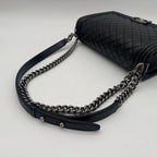 Chanel Large Shoulder Bag CC Logo Quilted Silver Black Leather — view 8