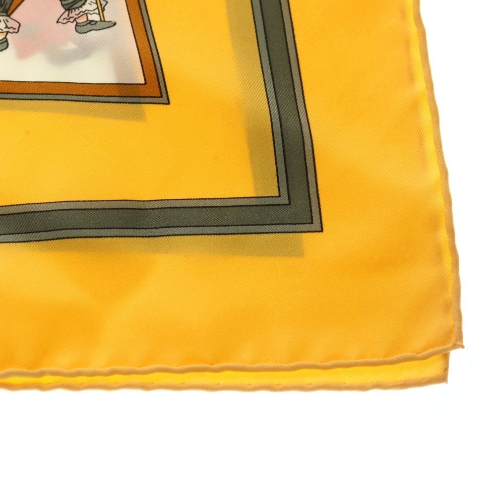 Hermes Carre 90 Marionette Time Silk Yellow Scarf — view 3