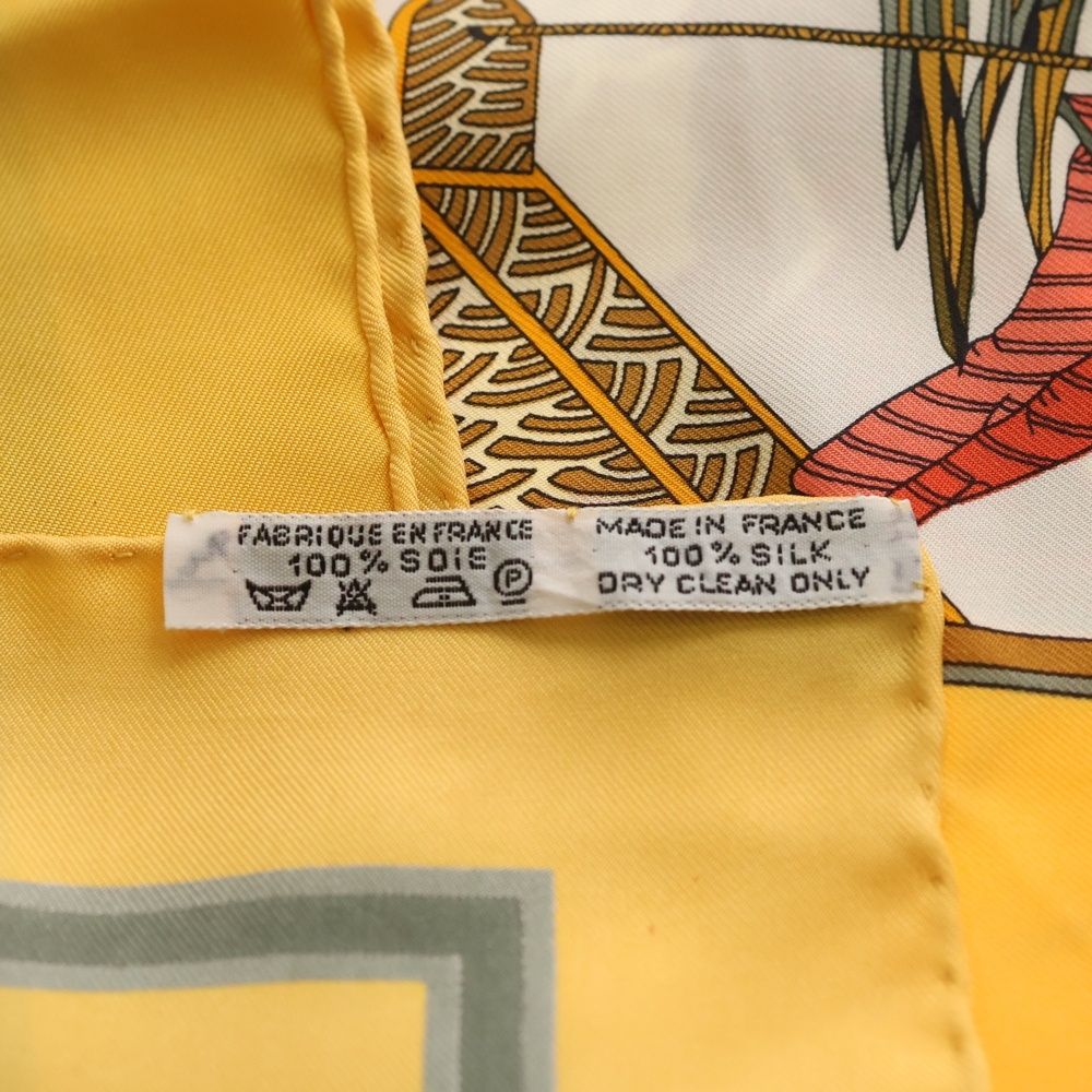 Hermes Carre 90 Marionette Time Silk Yellow Scarf — view 4