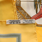 Hermes Carre 90 Marionette Time Silk Yellow Scarf — view 4