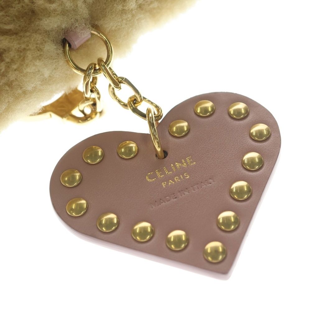 Celine Triomphe Pom Charm Logo Bag Key Ring Pink Brown — view 5