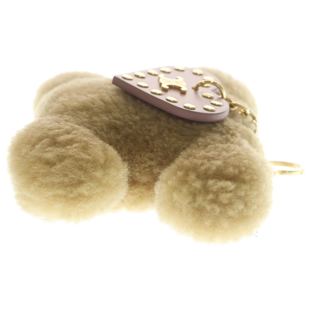 Celine Triomphe Pom Charm Logo Bag Key Ring Pink Brown — view 4